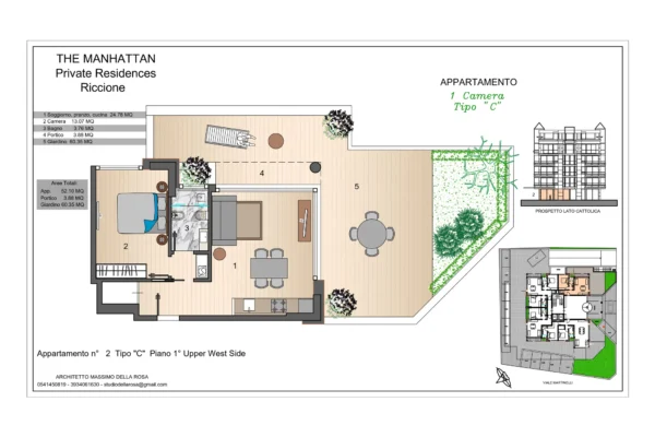 Appartamento n. 2 |  Typo C | Upper West Side Piano n. 1 | 1 Camera