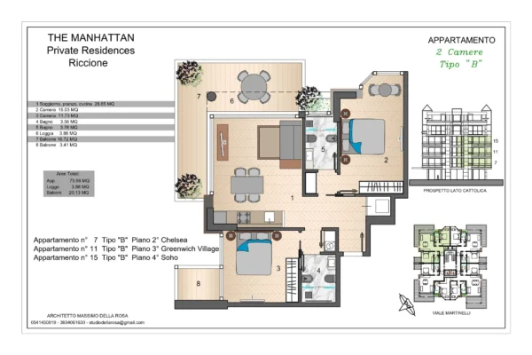 Appartamento n. 11 | Typo B | Greenwich Village Piano n. 3 | 2 Camere
