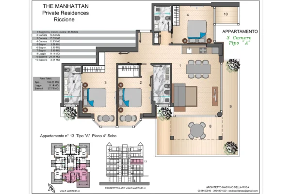 Appartamento n. 13 | Typo A | Soho Piano n. 4 | 3 Camere