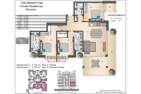 Appartamento n. 5 | Typo A | Chelsea Piano n. 2 | 3 Camere